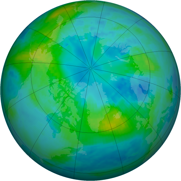 Arctic ozone map for 18 October 1986